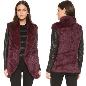 Shopbop June Maroon Fur Leather Contrast Jacket